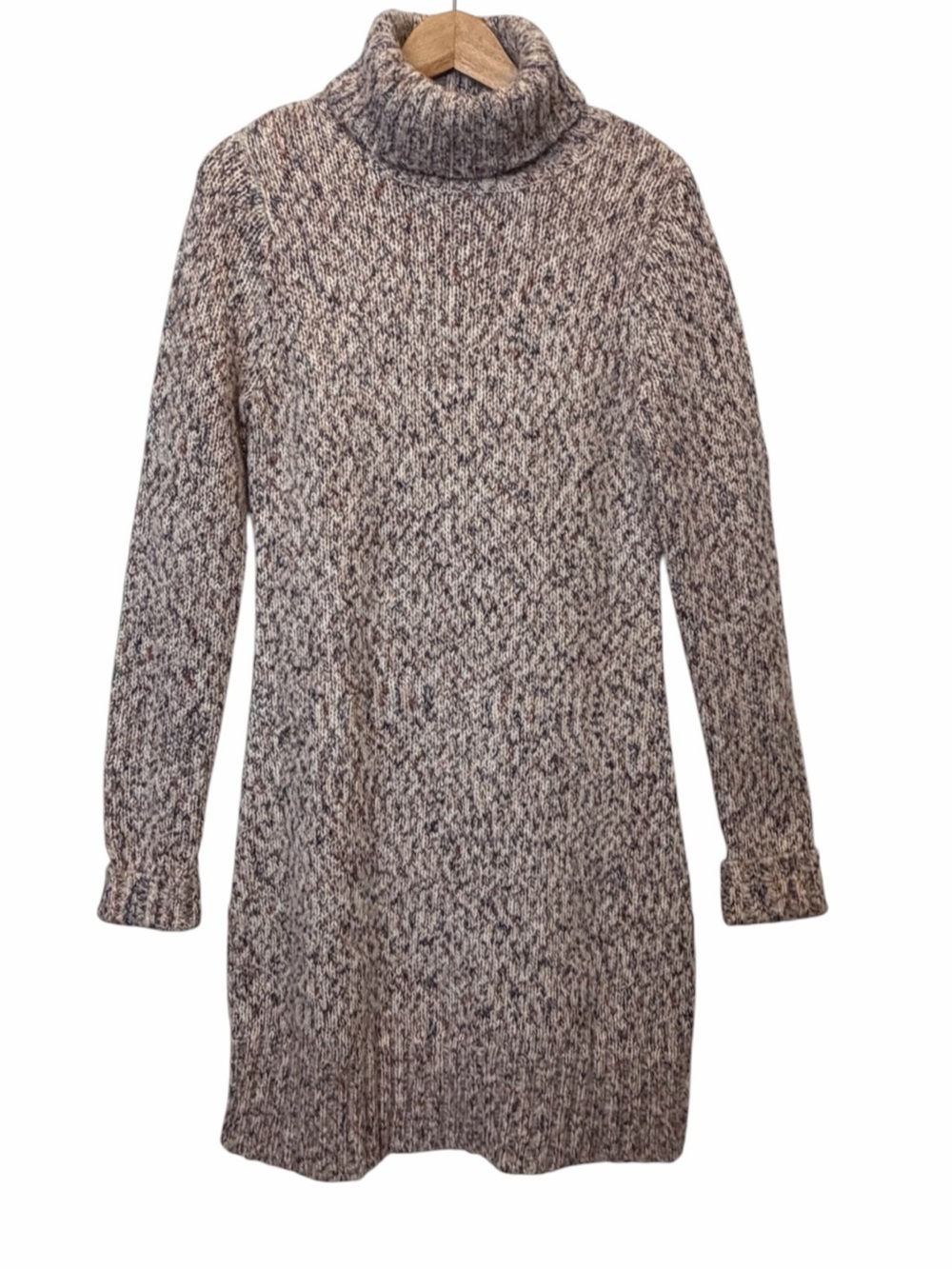 Kim Parrish Women Marled Wool Blend Turtleneck Knit Sweater Dress Sz M Cozy Warm